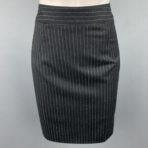 GIORGIO ARMANI Size 4 Black & Grey Pinstripe Pencil Skirt